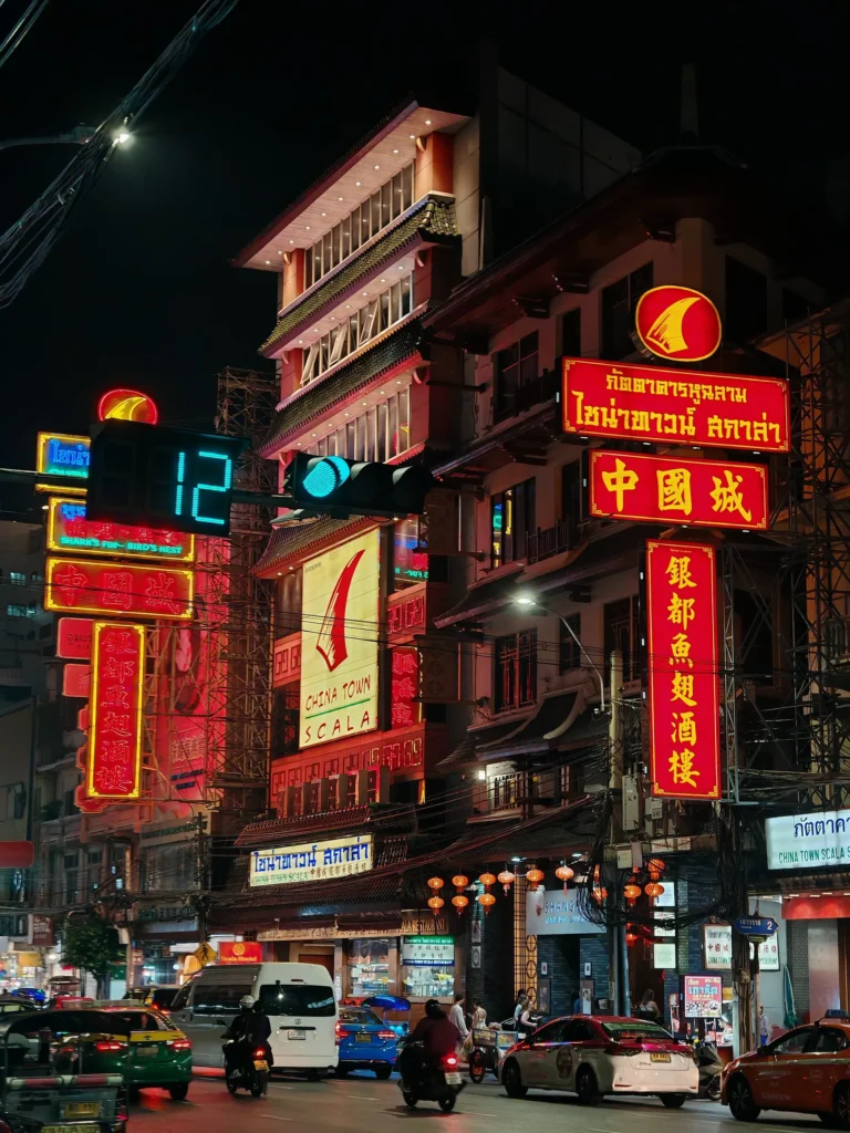Yaowarat Chinatown Bangkok lit up at night