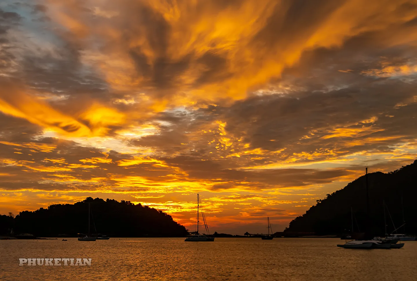 Sunset over the Andaman Sea off the Phuket coast