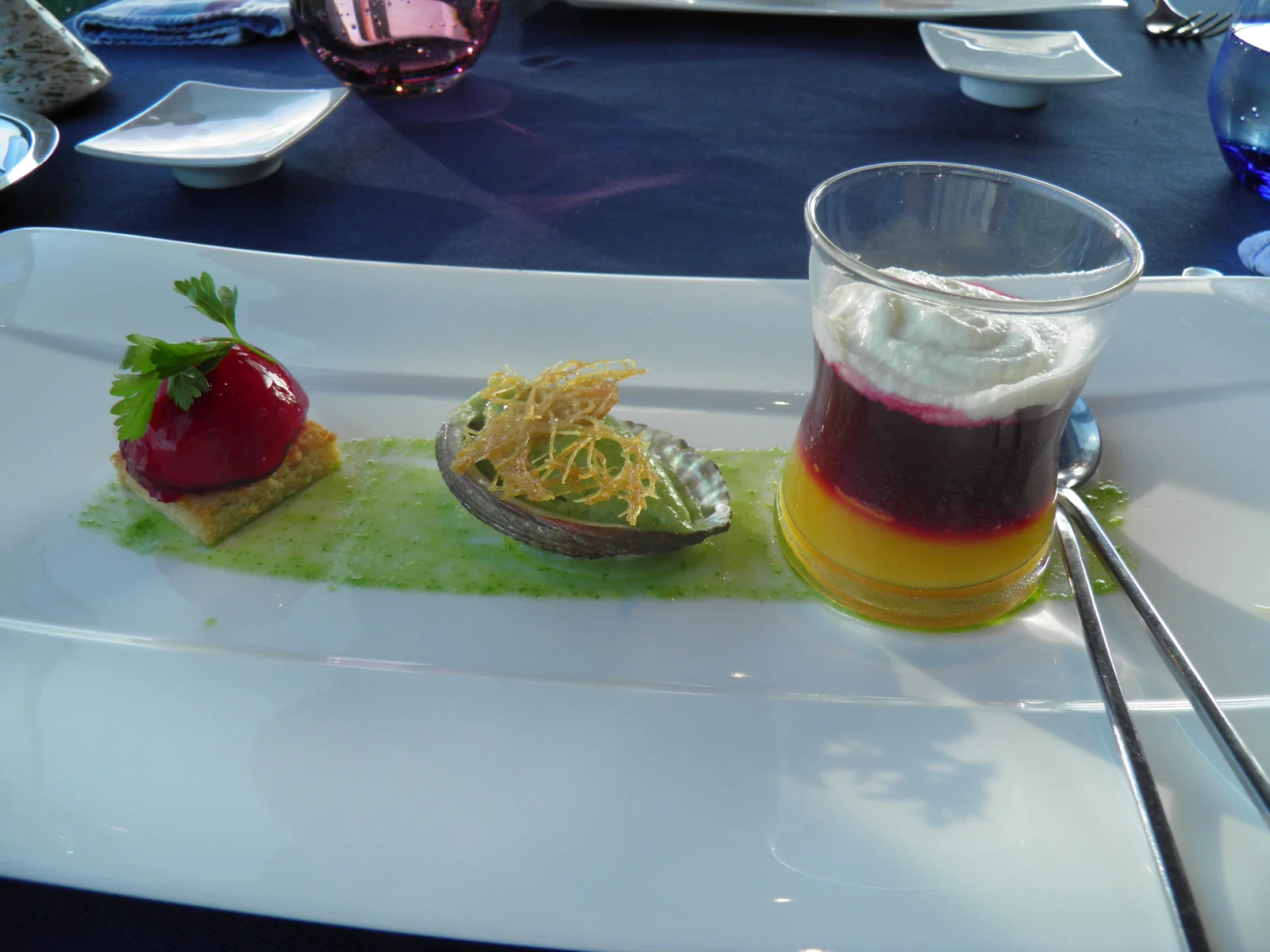 A plated amuse-bouche course at a contemporary restaurant