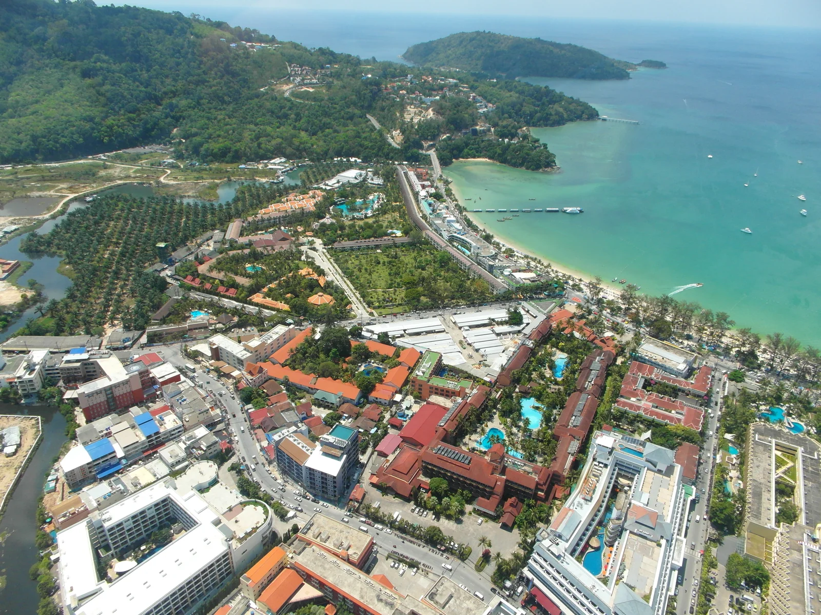 Aerial view of Patong beach and the Phuket west coast