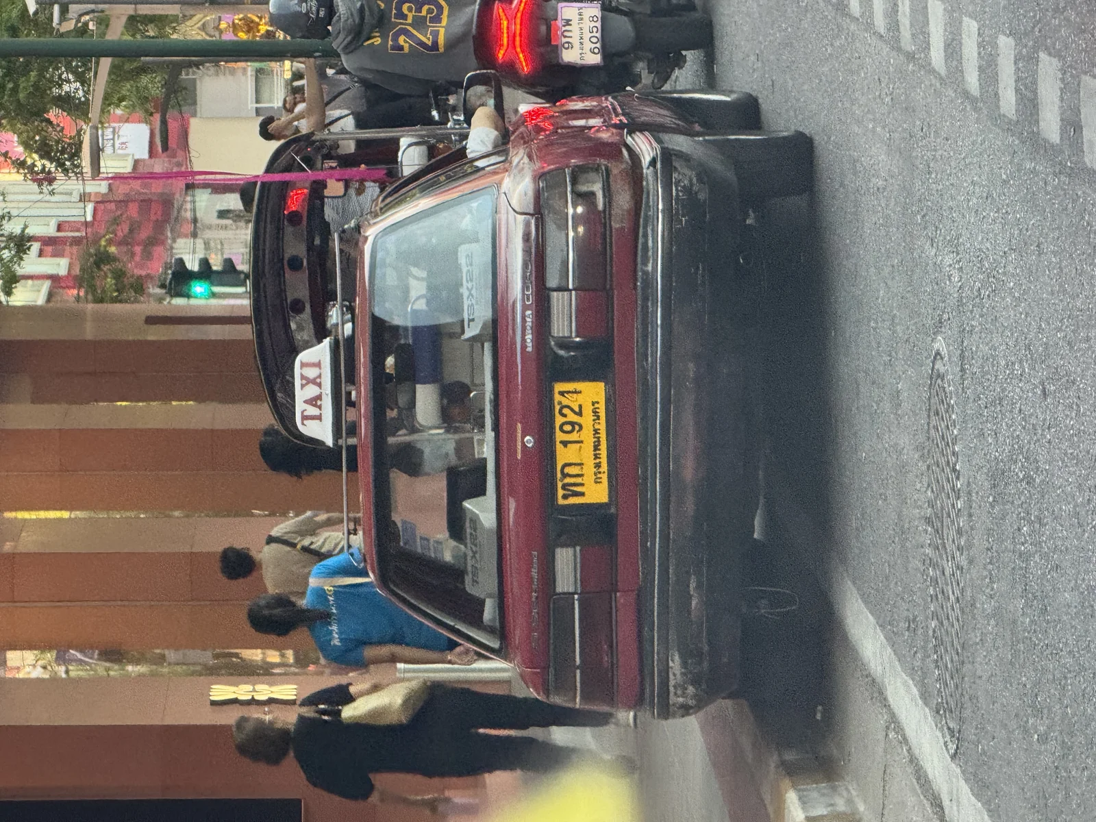 Bangkok metered taxi cab Thailand official green yellow