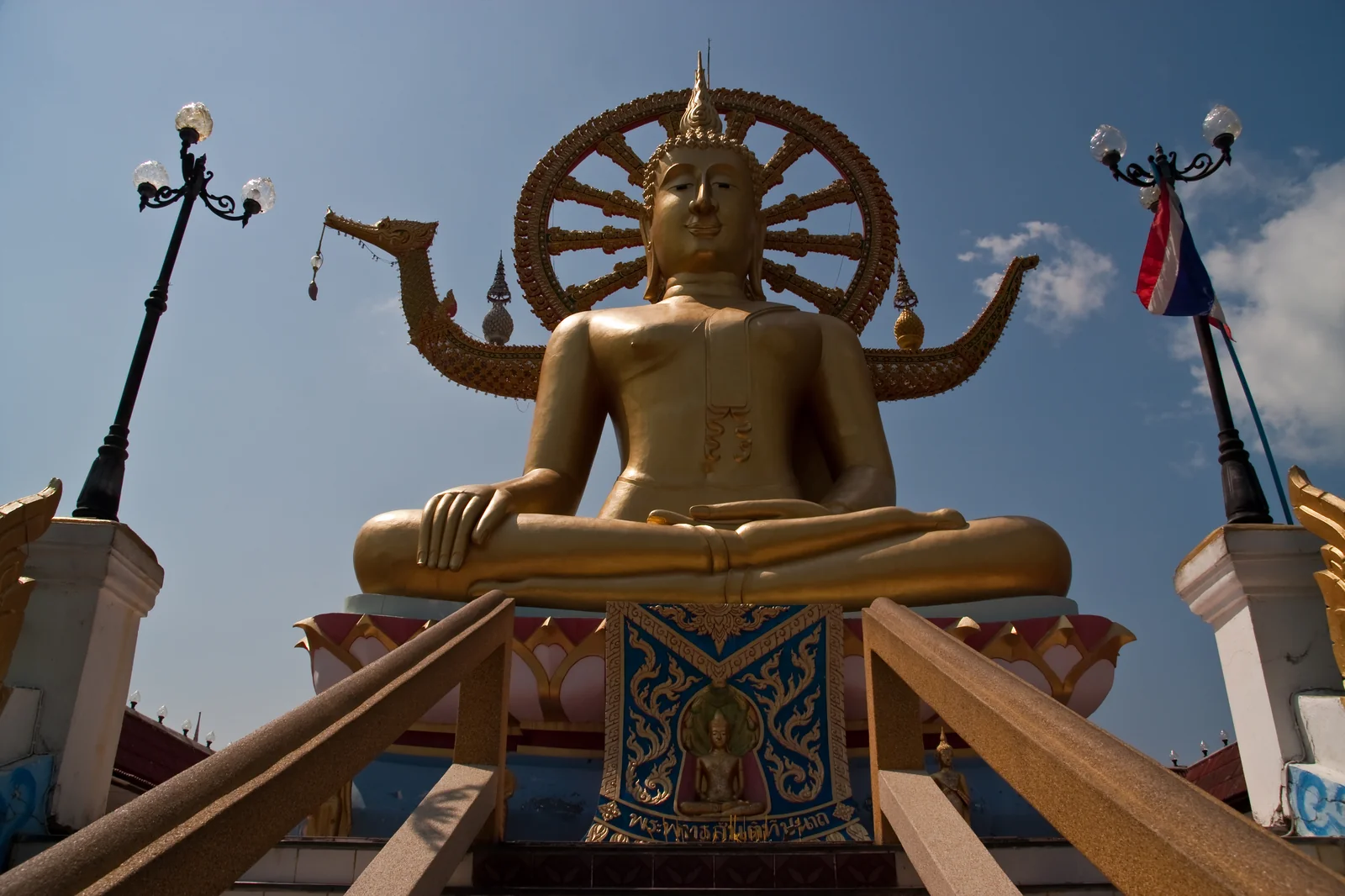 Big Buddha statue at Wat Phra Yai on Koh Faan islet near Bophut
