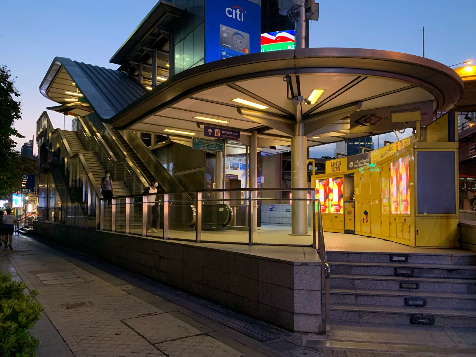 BTS Sala Daeng station platform in Silom, the ten-minute walk from SO Bangkok to the Silom and Sathorn business district
