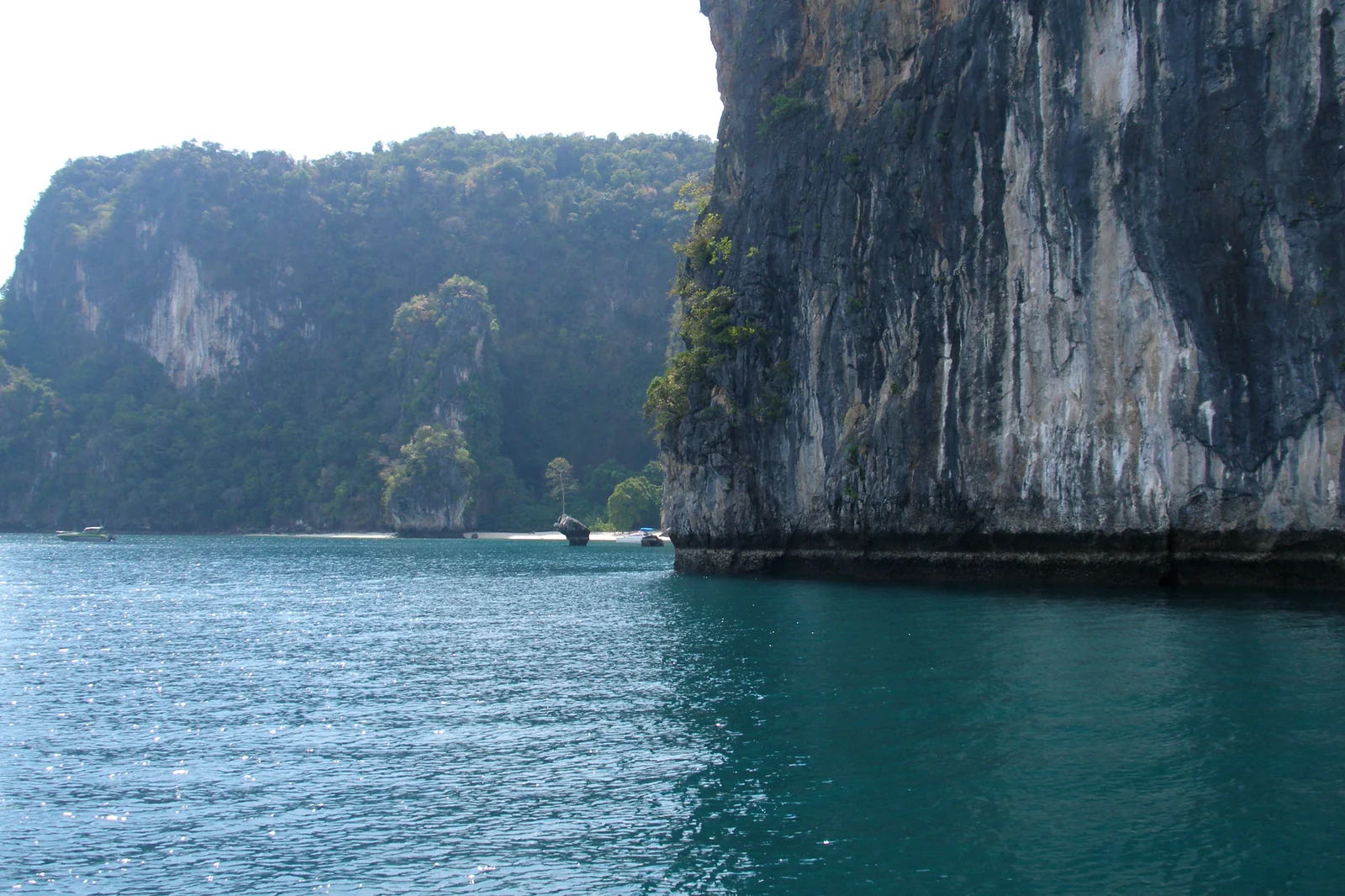Hidden lagoon enclosed by karst cliffs at Koh Hong in Phang Nga Bay
