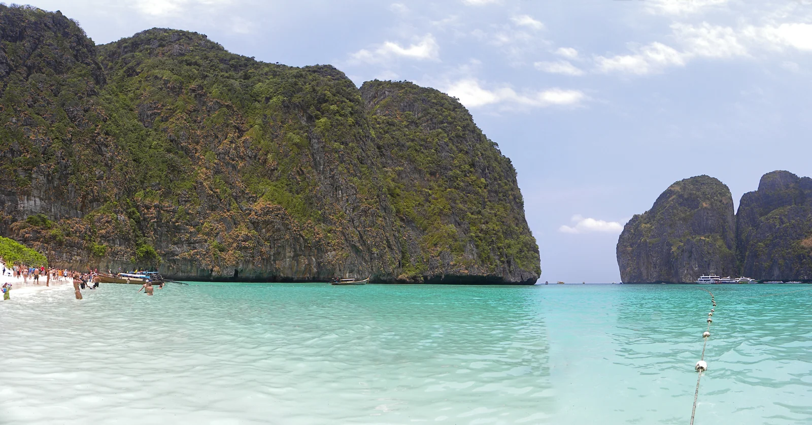 Limestone cliffs ringing Maya Bay on Koh Phi Phi Lay
