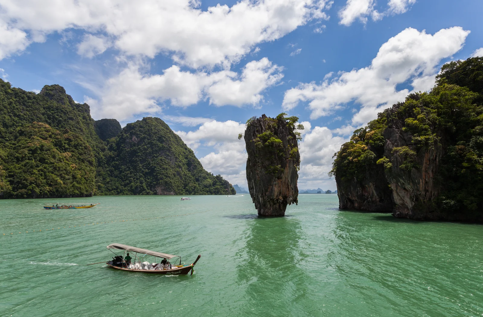 Limestone karst rising from the Andaman Sea in Phang Nga Bay off Phuket
