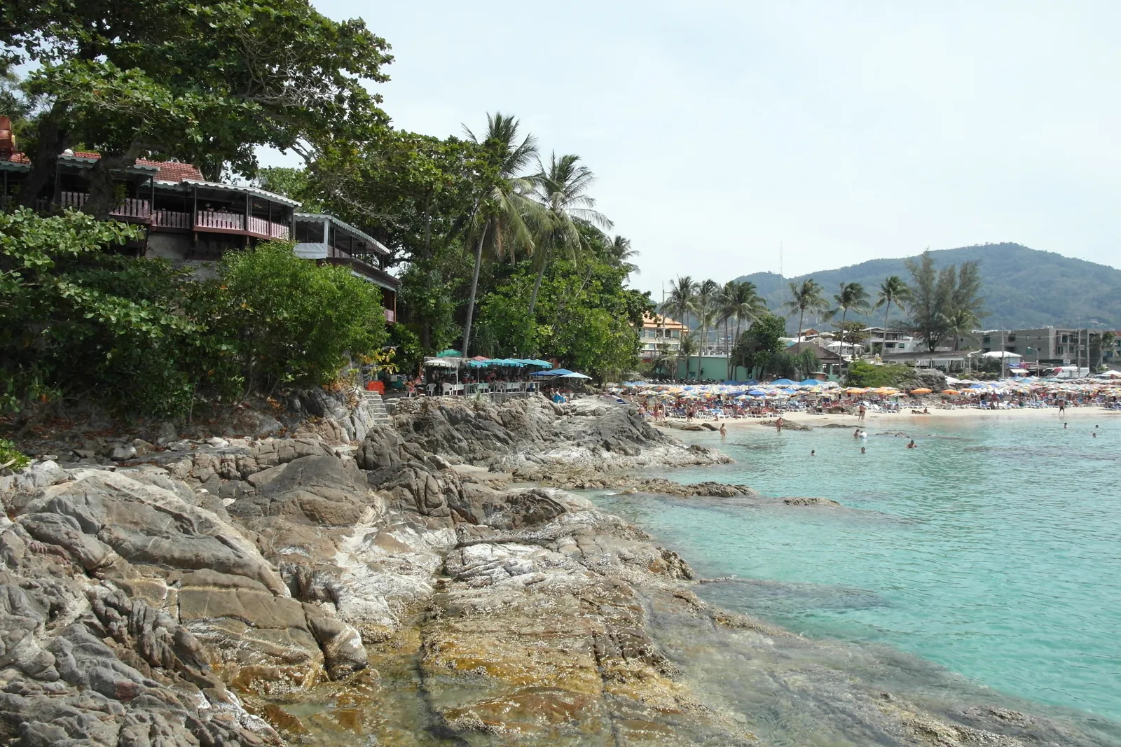 Patong Beach on the west coast of Phuket the busy tourist arrival area for Andaman ferries