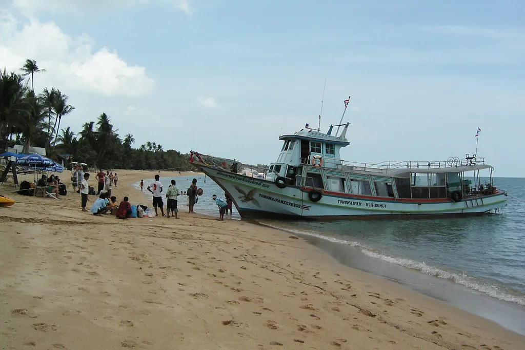 Ferry approaching Koh Phangan from Donsak the standard Gulf of Thailand crossing for travelers from Surat Thani