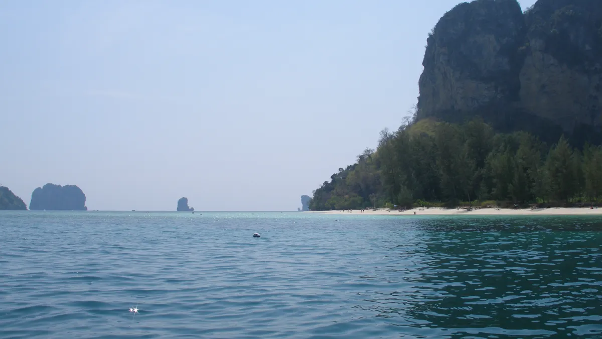Poda Island white sand beach on the Four Islands tour from Ao Nang in Krabi
