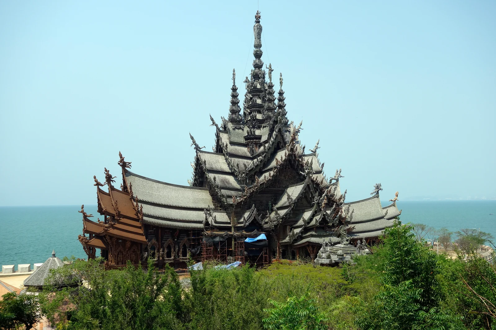 Sanctuary of Truth wooden temple on the Pattaya coast