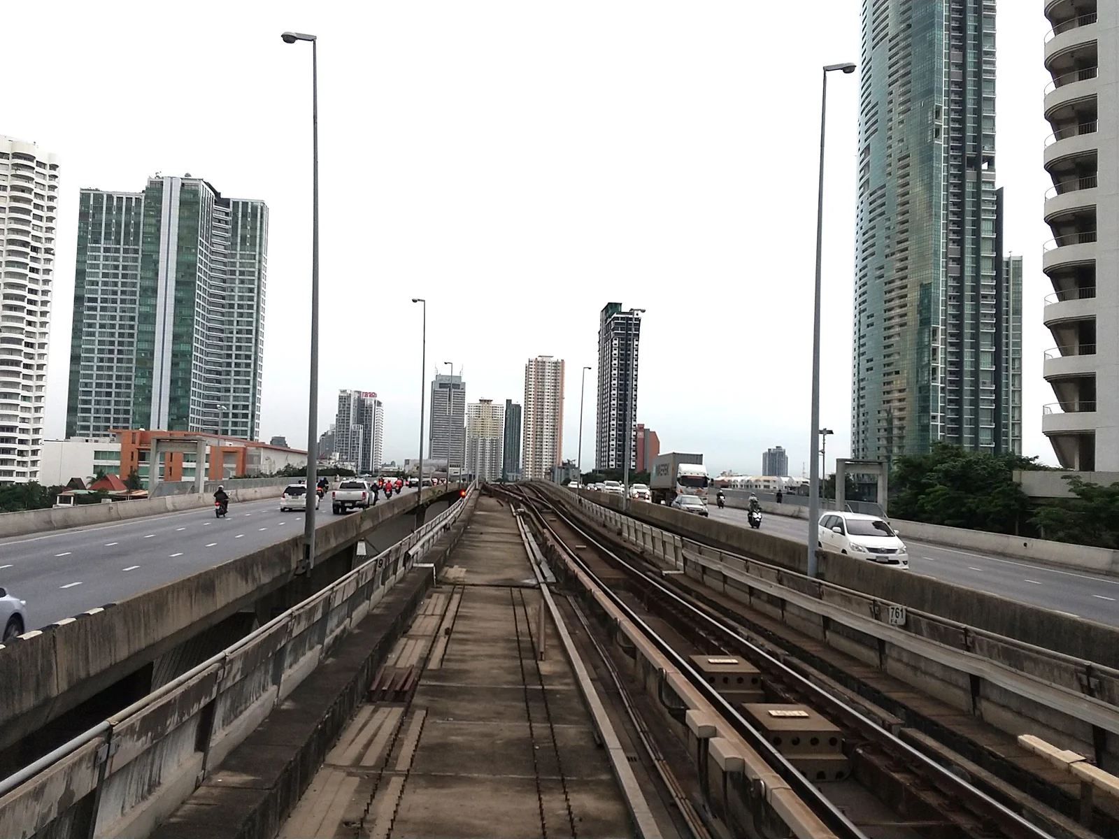 Saphan Taksin BTS Skytrain station platform interchange to Sathorn Pier Bangkok