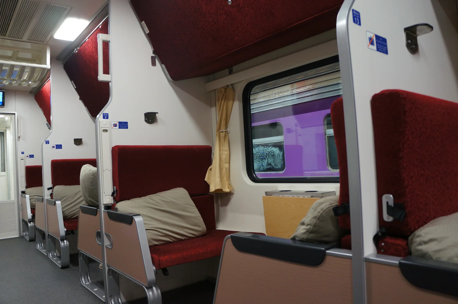 State Railway of Thailand CNR sleeper carriage interior with curtained second class berths