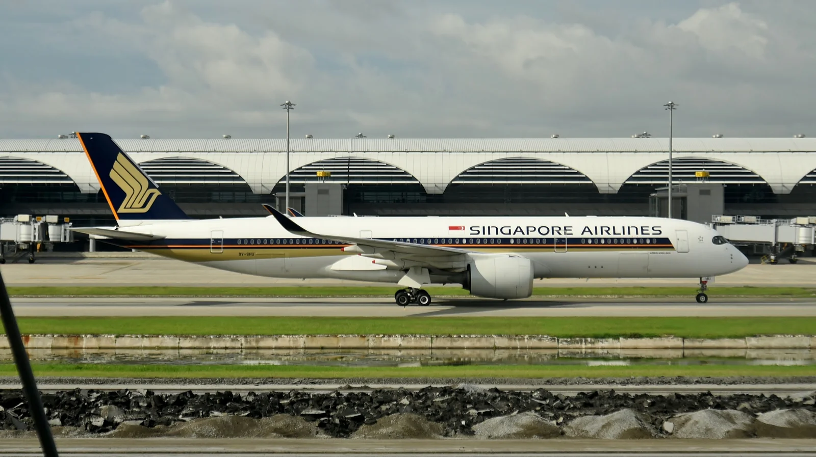 Singapore Airlines Airbus A350 9V-SHU at Bangkok Suvarnabhumi the workhorse aircraft on the Singapore to Bangkok route