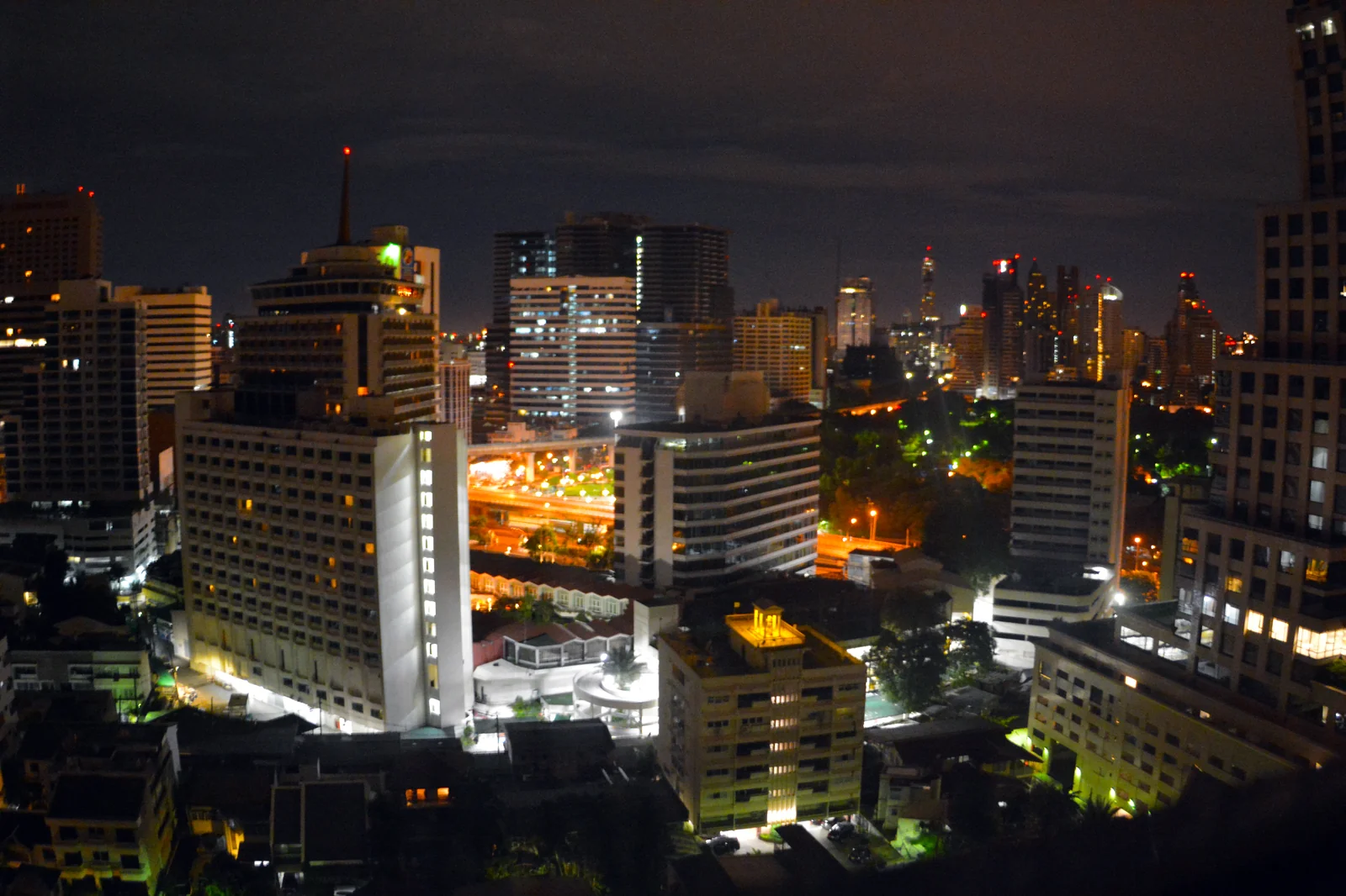 Silom Saladang Soi 1 Bangkok night view near Sala Daeng BTS station