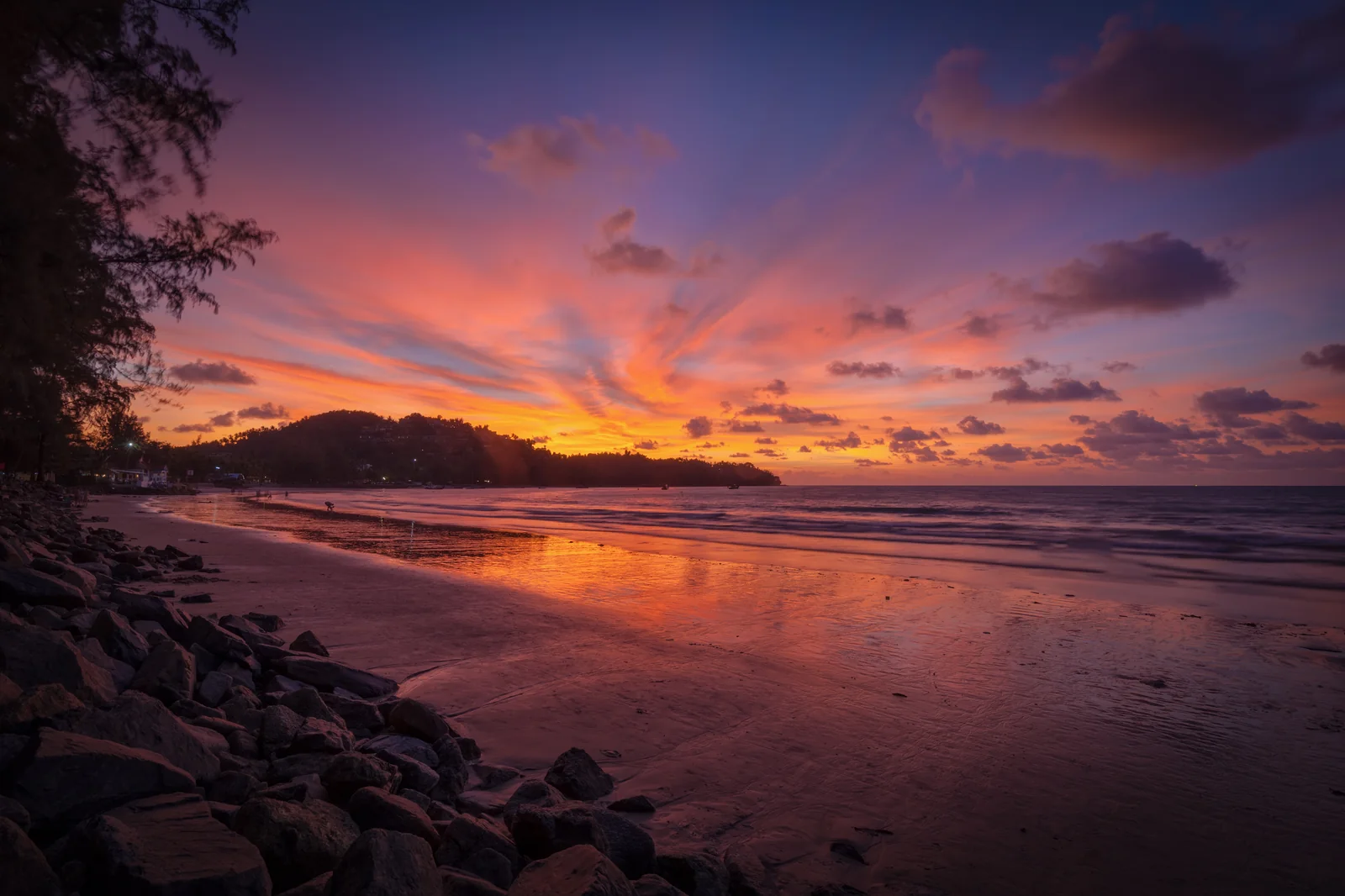 Sunset at Bang Tao Beach Phuket near Trisara and Cherngtalay