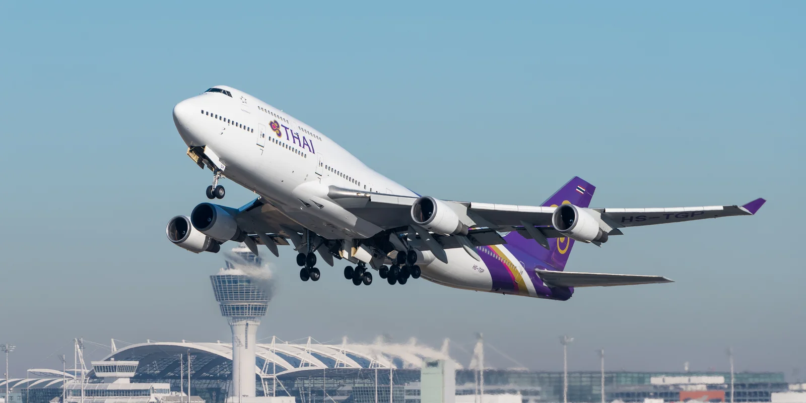 Thai Airways Boeing 747-400 widebody used on the Bangkok to Phuket route