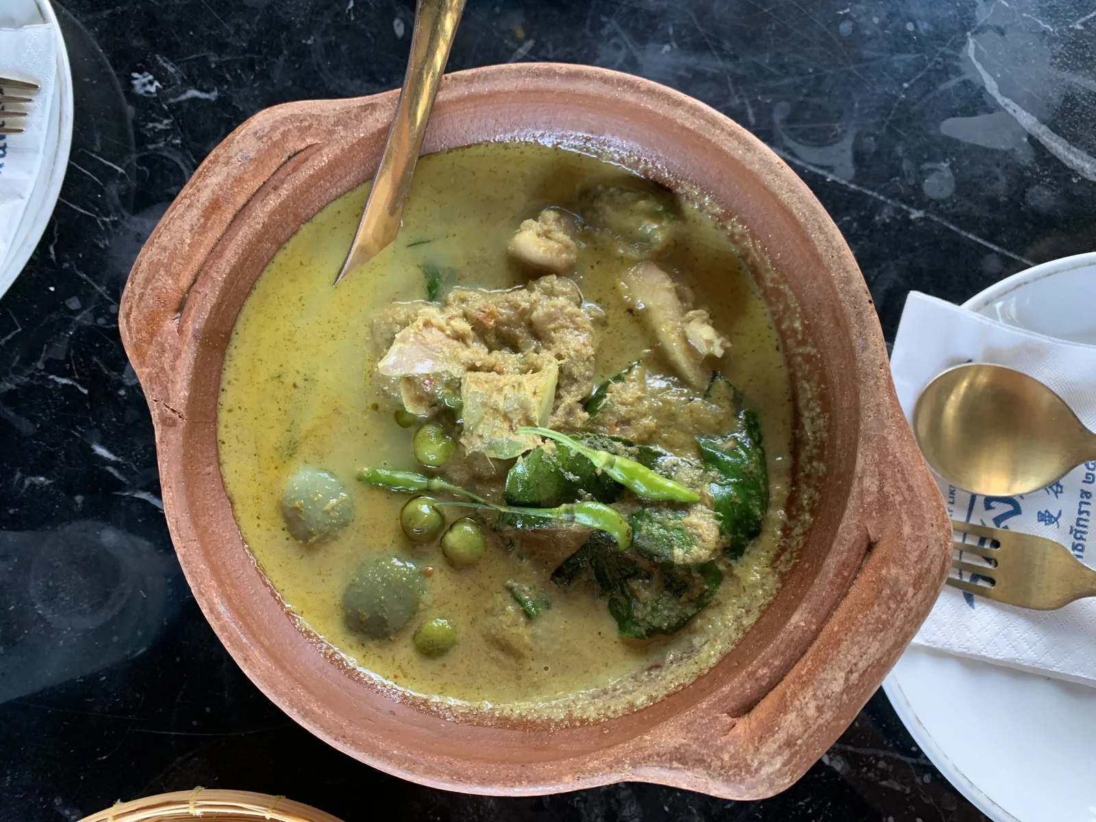 Thai green chicken curry served at a Bangkok restaurant