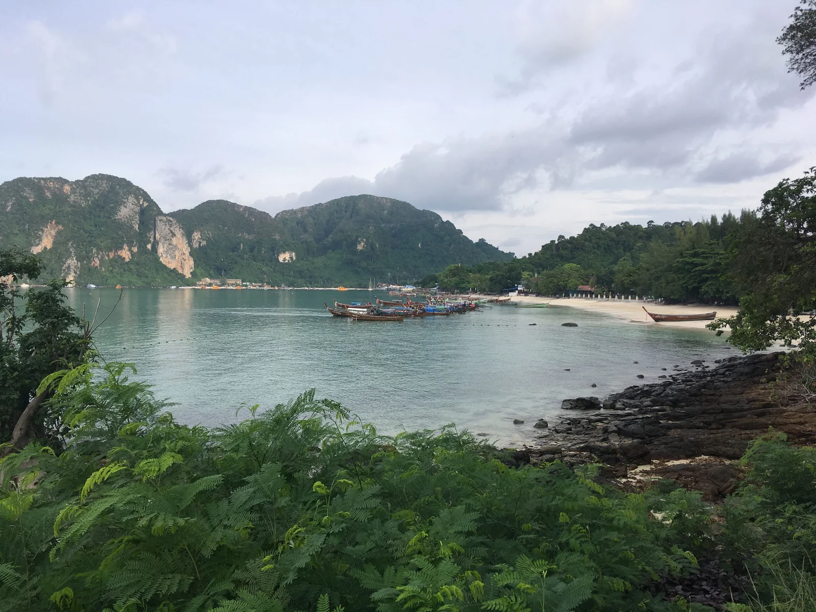 View over Ton Sai Bay and the twin beaches of Koh Phi Phi Don