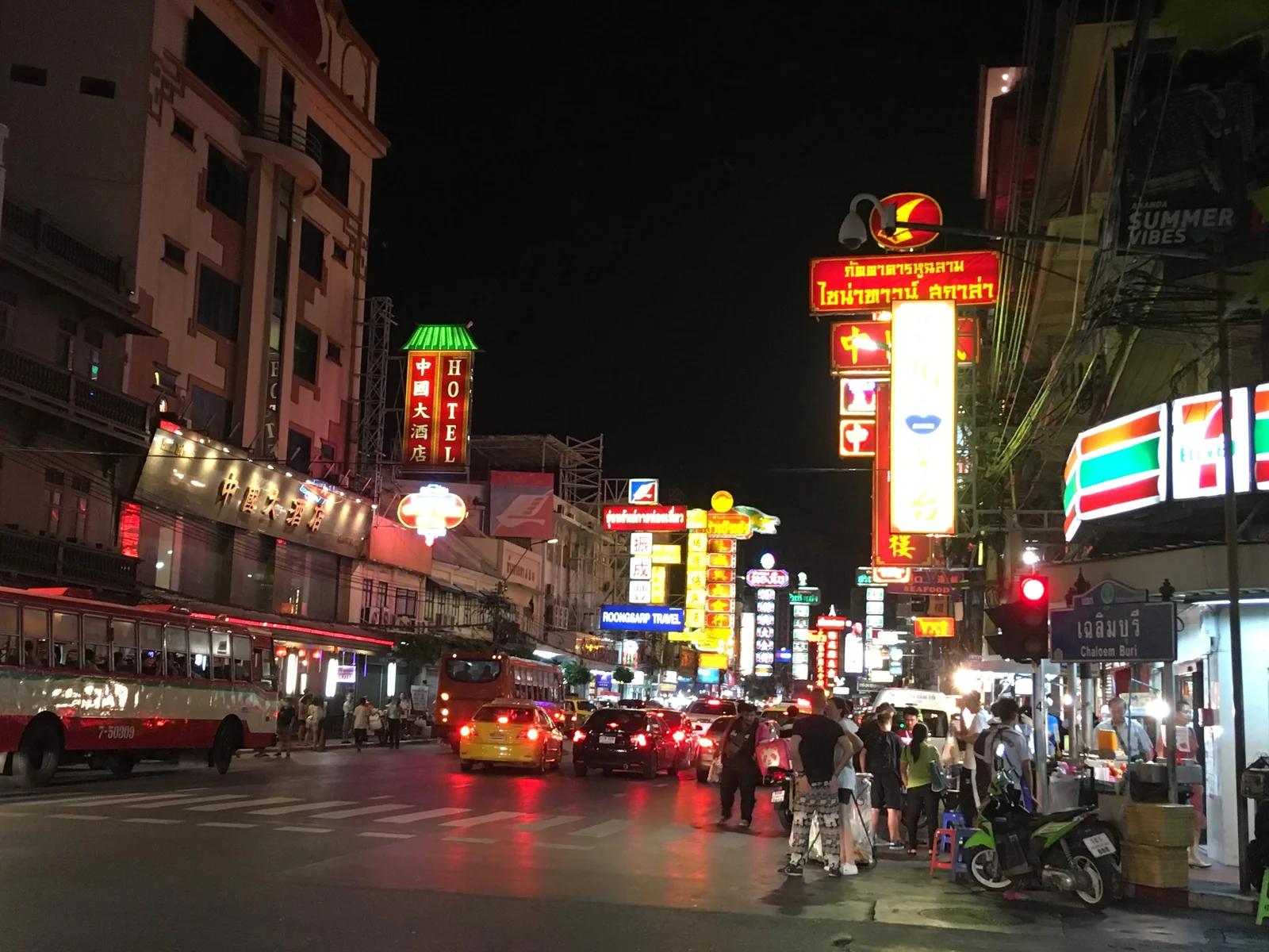 Yaowarat Road in Bangkok Chinatown at night