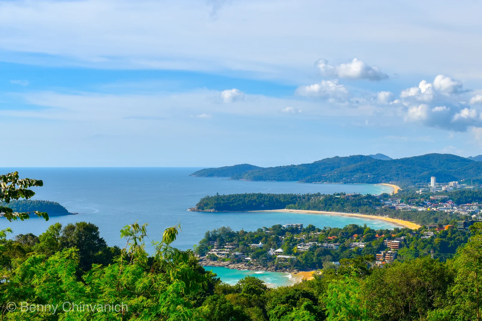 Phuket coastline near the airport, the departure end of the Phuket to Bangkok flight