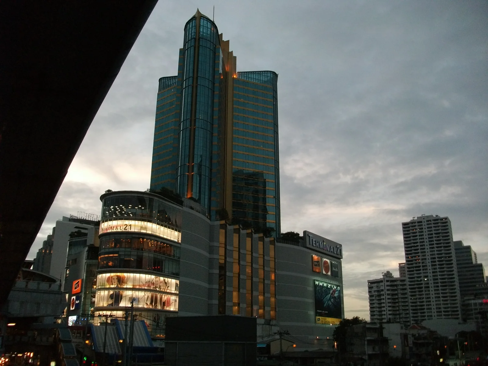 Terminal 21 mall on Sukhumvit Road, about a two minute covered walk from the Sheraton Grande Sukhumvit