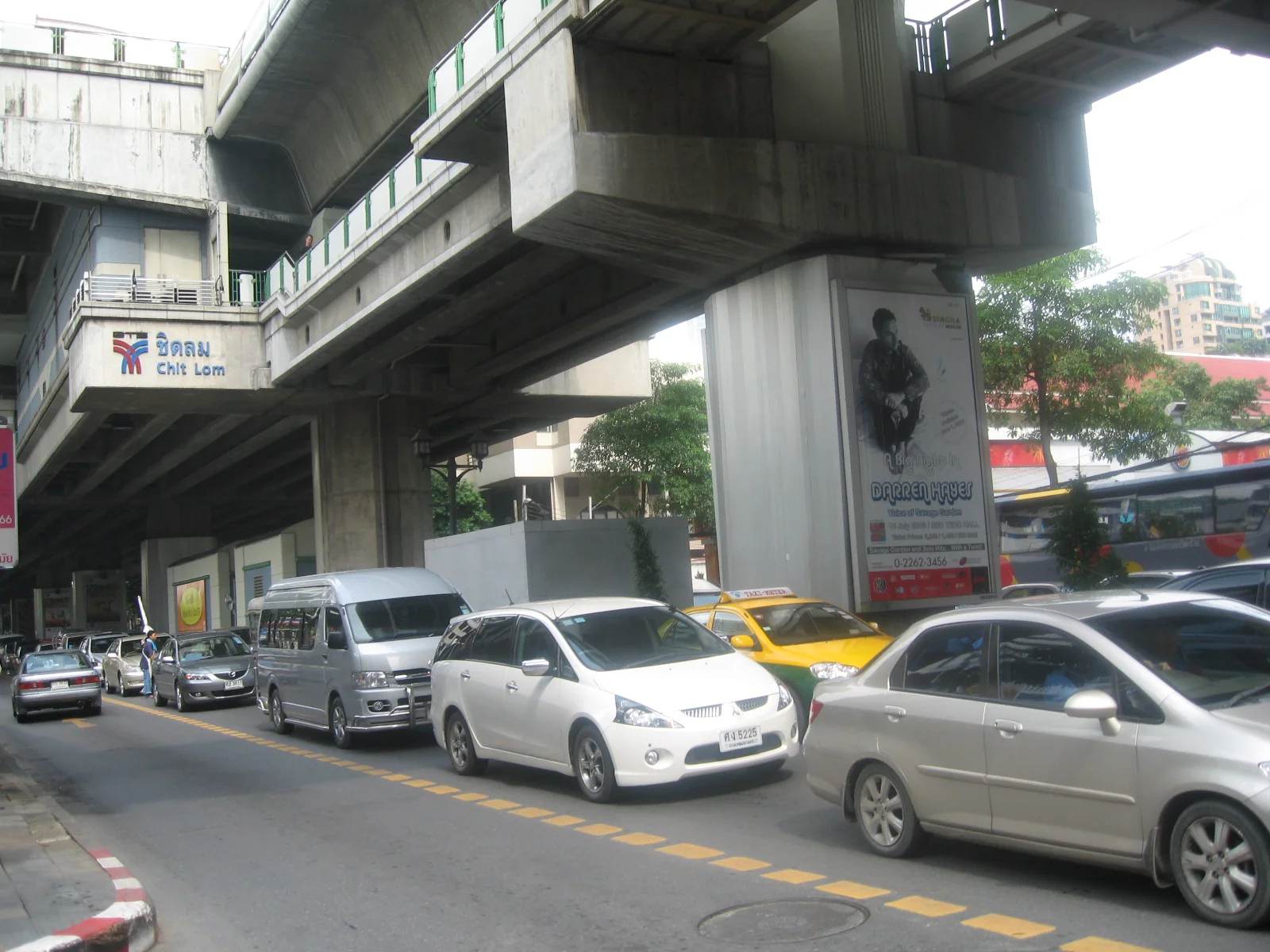 The Chit Lom BTS Skytrain station on Ploenchit Road, the closest station to the Grand Hyatt Erawan