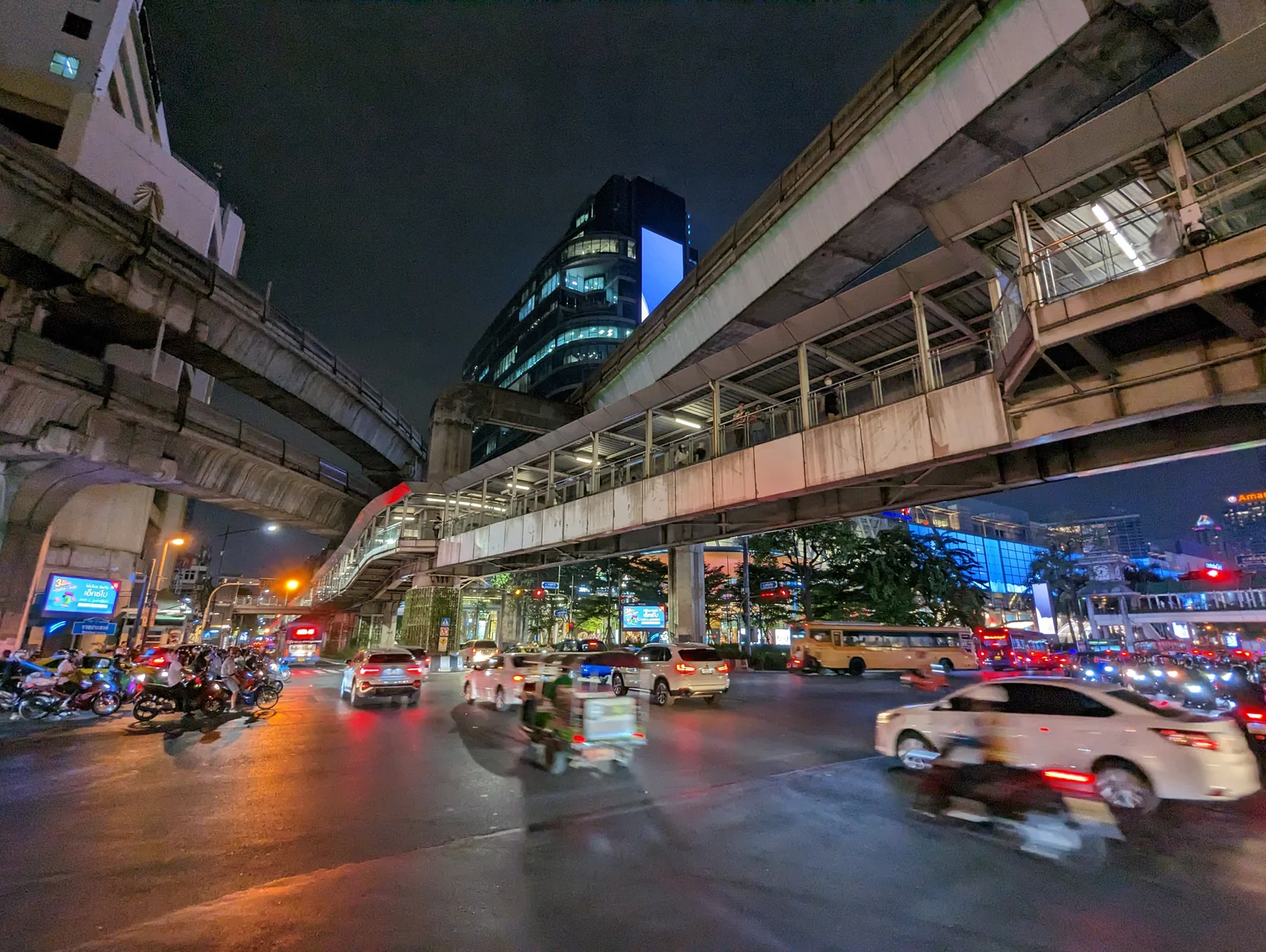 The Ratchaprasong intersection and its skywalk in central Bangkok near the Grand Hyatt Erawan