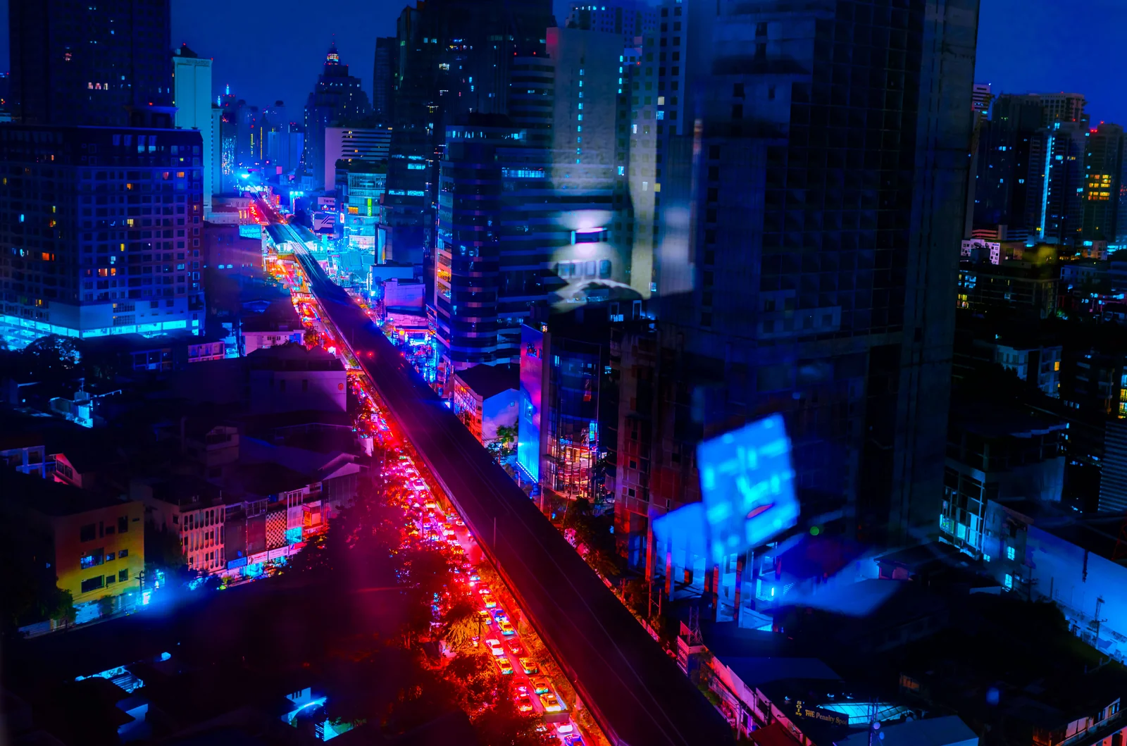 View over Sukhumvit Road from a Bangkok hotel window
