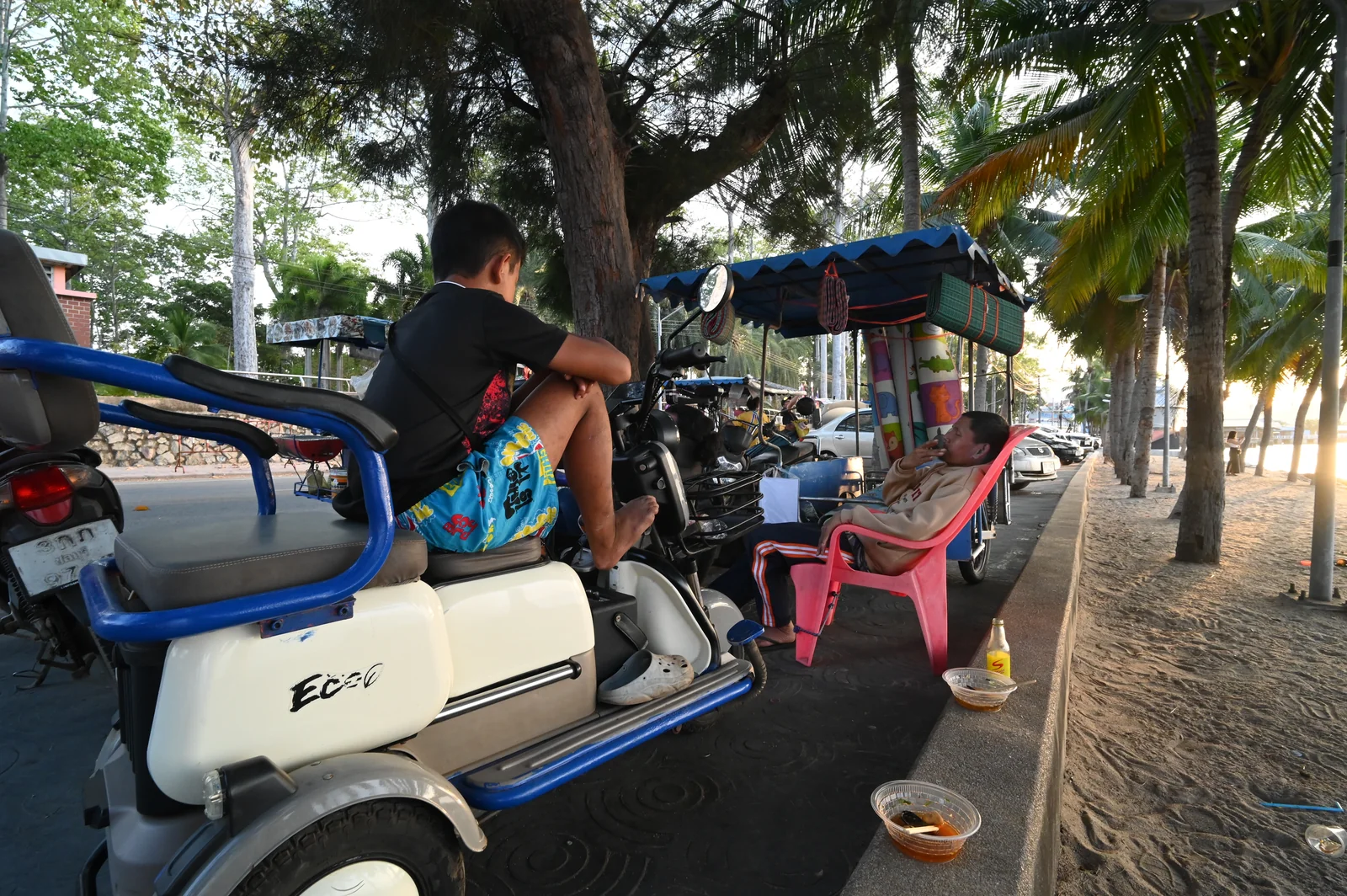 Empty rural road through Thai countryside, the kind of surface Koh Samui interior spurs run on